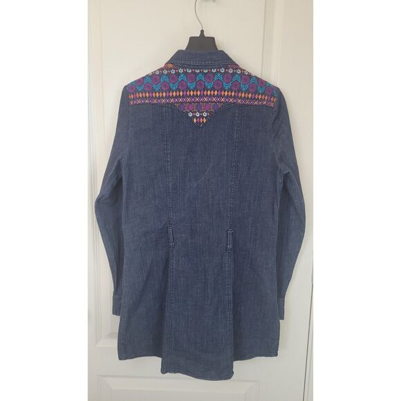 Stetson Embroidered Pearl Snap Button Denim Dress - Picture 2 of 4